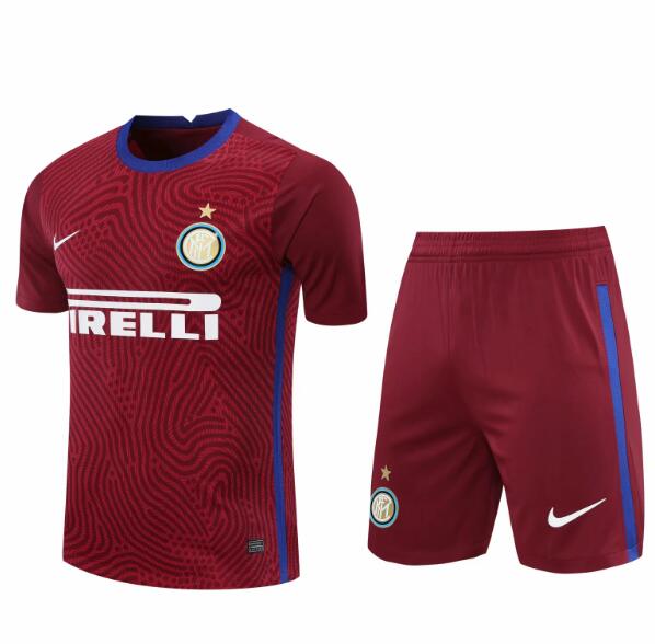 Inter Milan Red Goalkeeper Soccer Jersey Kits (Shirt+Shorts) 2020/21